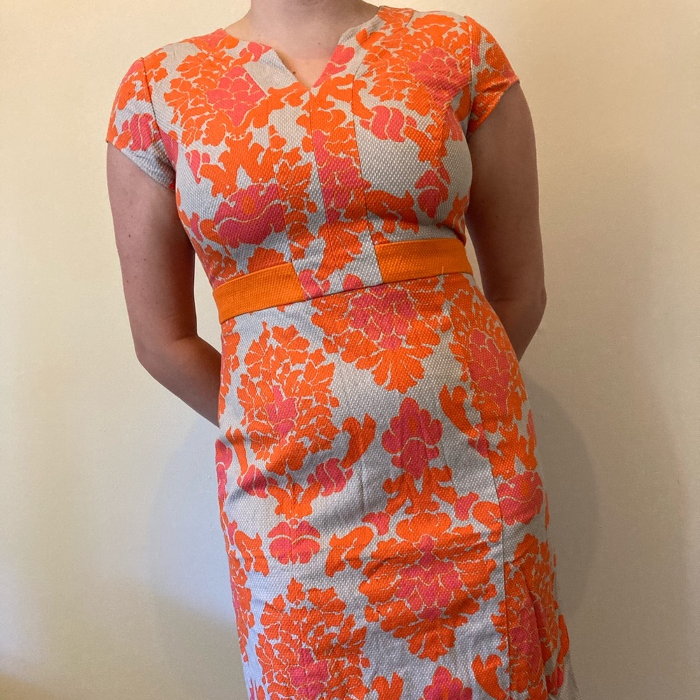 Boden Orange and Beige Floral Dress